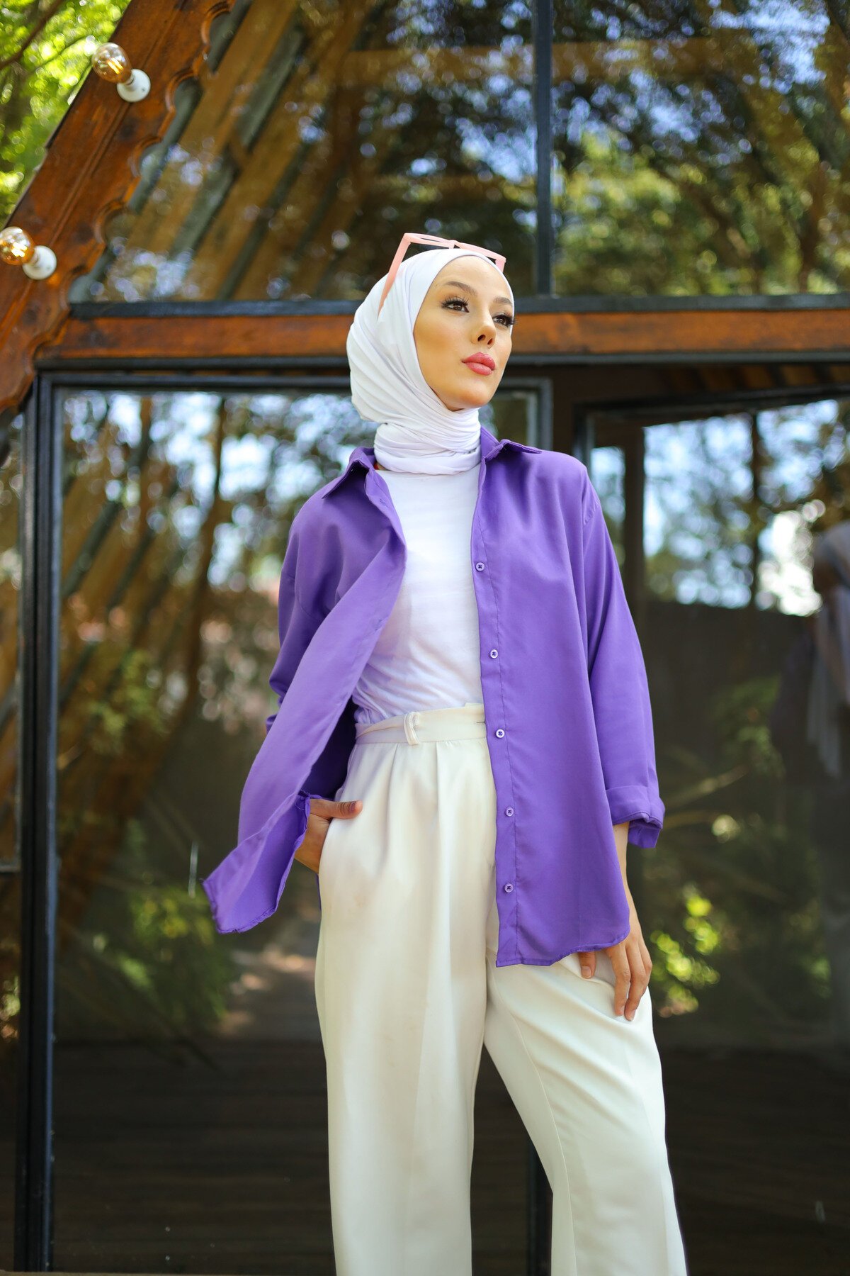 Oversize Basic Shirt - Purple - Shirosa