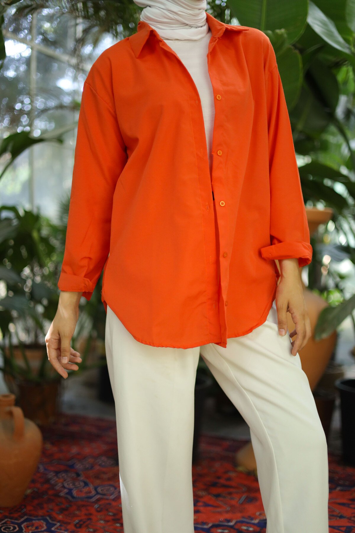 Oversize Basic Shirt - Orange - Shirosa