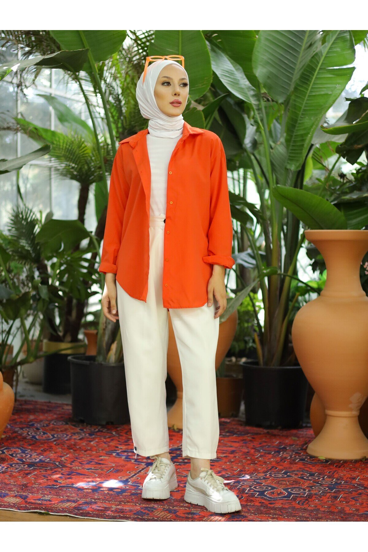 Oversize Basic Shirt - Orange - Shirosa