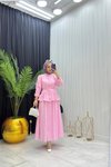 Pembe Fisto Dantel Astarlı İkili Takım