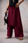 Bordo İtalyan Ham Keten Pantolon Etek
