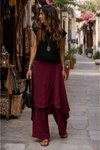 Bordo İtalyan Ham Keten Pantolon Etek