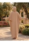 Camel 40-52 Beden Kolları Aksesuar Detaylı Elbise Ferace