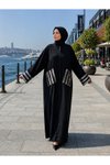 Siyah Salaş Kesim Pulpayet Detaylı Fermuarlı Ferace