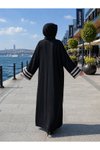 Siyah Salaş Kesim Pulpayet Detaylı Fermuarlı Ferace