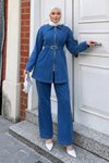 Açık Mavi Denim Fermuarlı İkili Takım