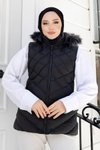 Siyah Kısa Kapitone Yelek