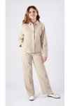 Bej 7-14 Yaş Ceketli Gabardin Pantolon Kız Çocuk Takım