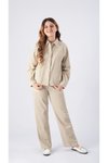 Bej 7-14 Yaş Ceketli Gabardin Pantolon Kız Çocuk Takım