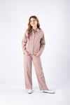 Pudra Nakışlı Ceketli Gabardin Pantolon Kız Çocuk Takım