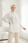 Beyaz Taş Detaylı Tunik