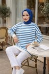 Mavi Çizgili İki İplik Tunik