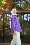 Mor Oversize Basic Gömlek