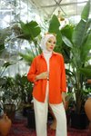 Turuncu Oversize Basic Gömlek