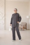 Antrasit Oversize Şerit Detaylı Rahat Takım