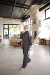 Antrasit Oversize Şerit Detaylı Rahat Takım