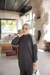 Antrasit Oversize Şerit Detaylı Rahat Takım