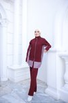 Bordo Fermuarlı İkili Eşofman Takımı