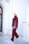 Bordo Fermuarlı İkili Eşofman Takımı