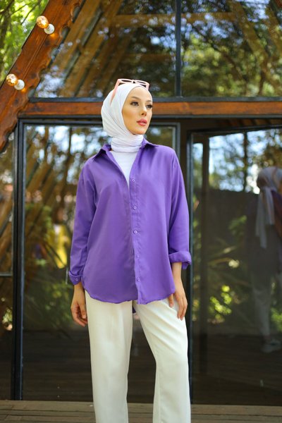 Oversize Basic Shirt - Purple