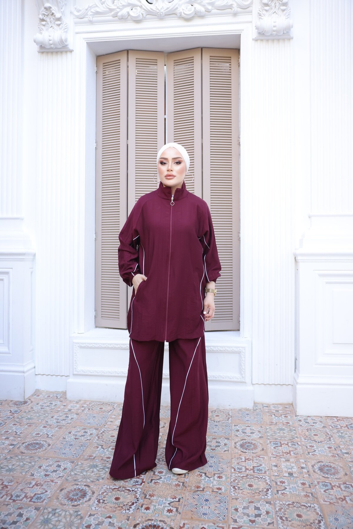 Bordo Eşofman Takım - Wovi Moda