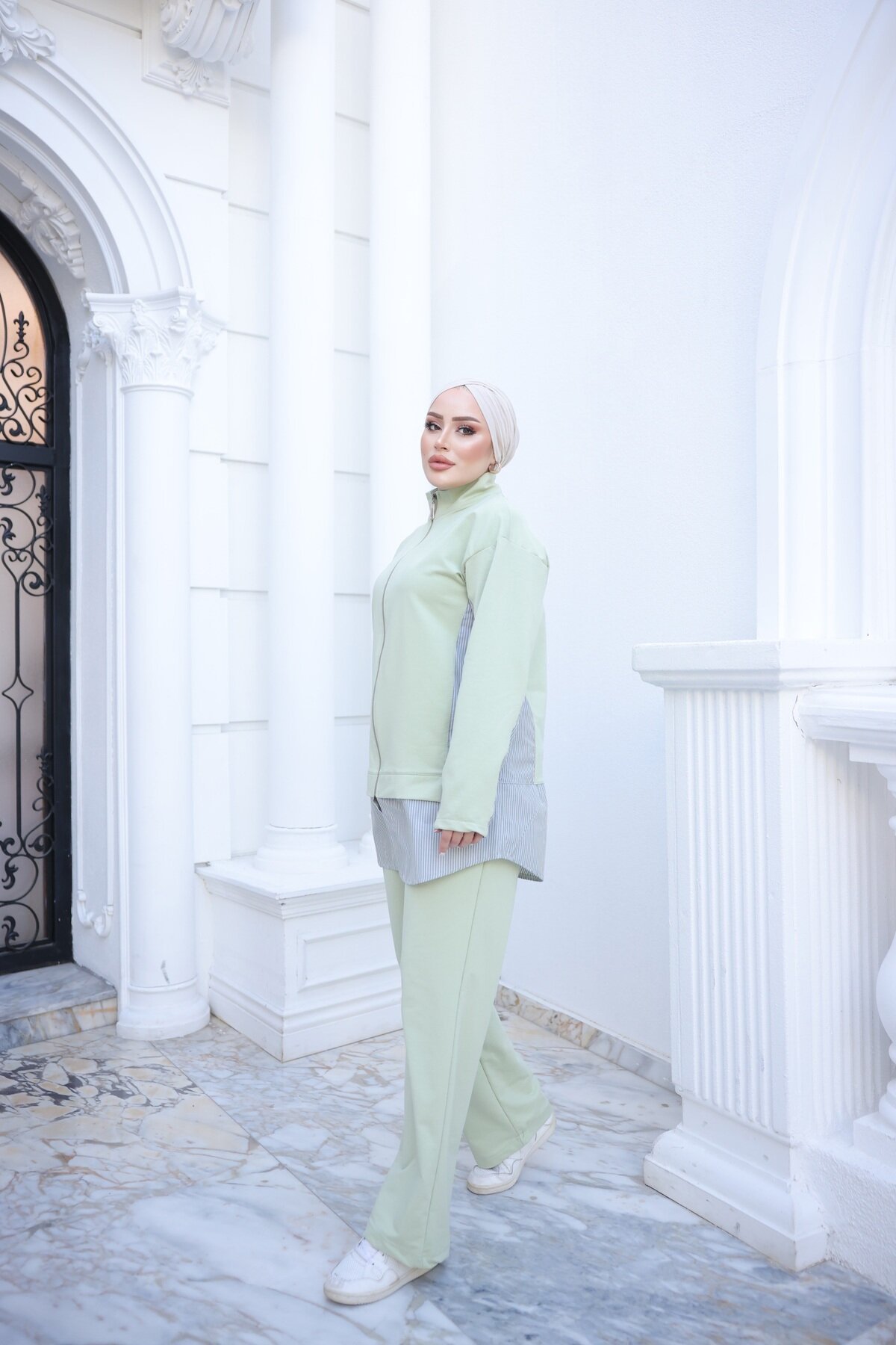 Çağla Yeşili İkili Fermuarlı Eşofman Takımı - Wovi Moda