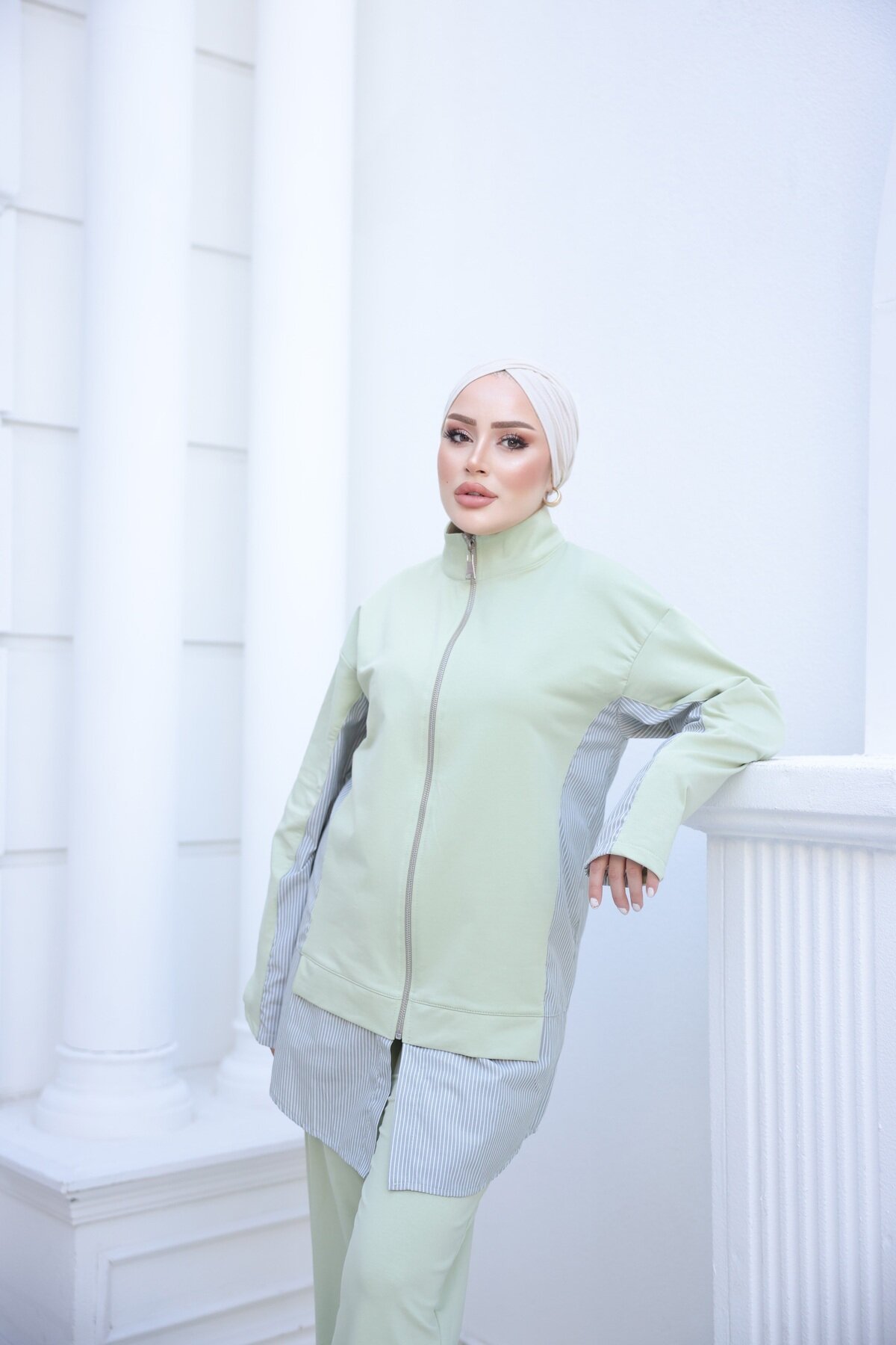 Çağla Yeşili İkili Fermuarlı Eşofman Takımı - Wovi Moda