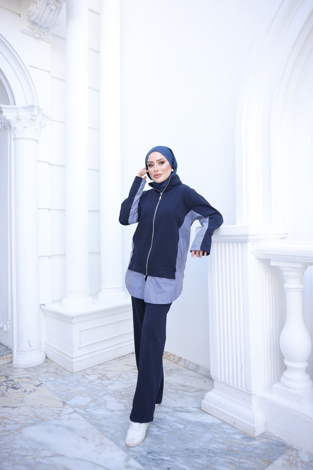 Lacivert İkili Fermuarlı Eşofman Takım - Wovi Moda