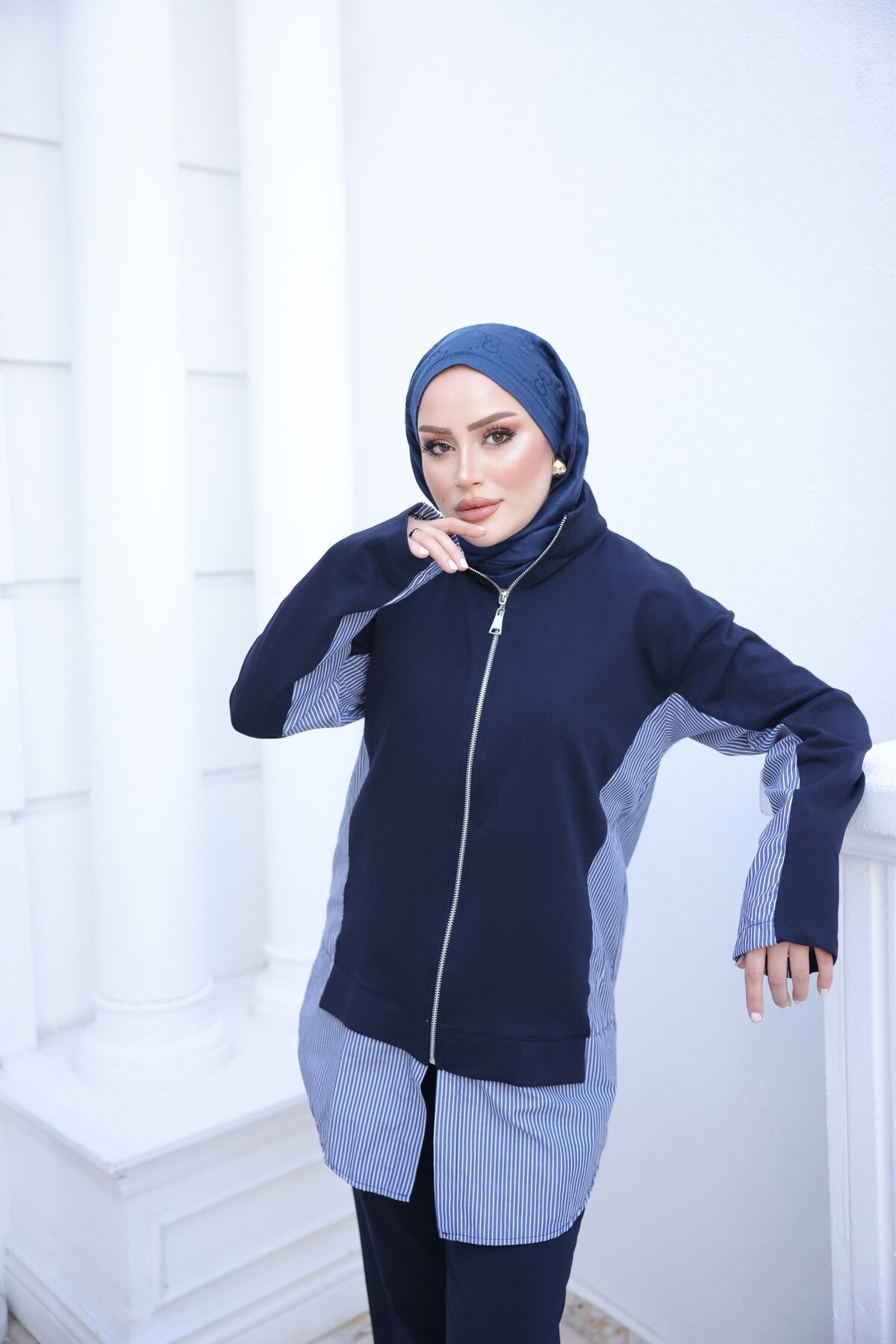 Lacivert İkili Fermuarlı Eşofman Takım - Wovi Moda