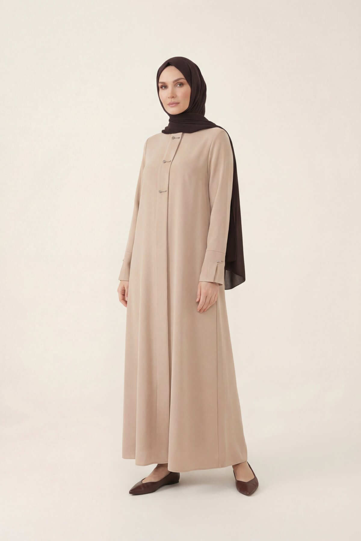 Accessory-Detailed Abaya - Beige - Beyza