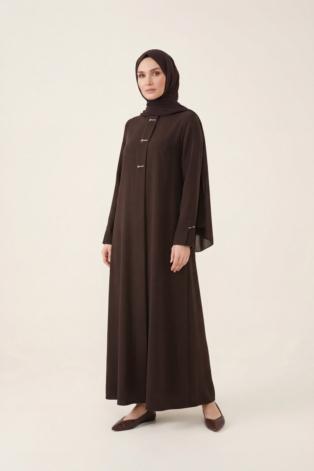 Accessory Detailed Abaya - Brown - Beyza