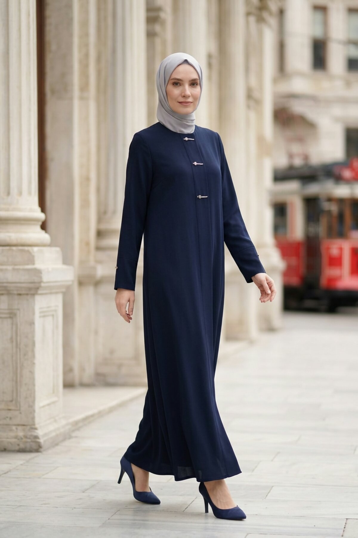 Accessory Detailed Abaya - Navy Blue - Beyza