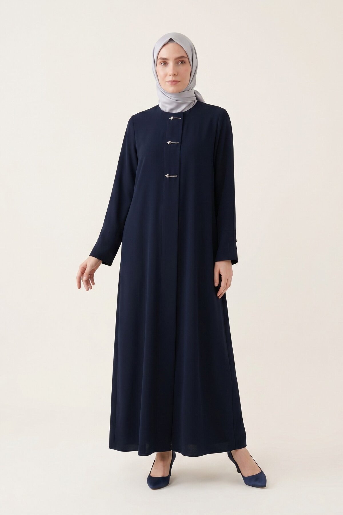 Accessory Detailed Abaya - Navy Blue - Beyza