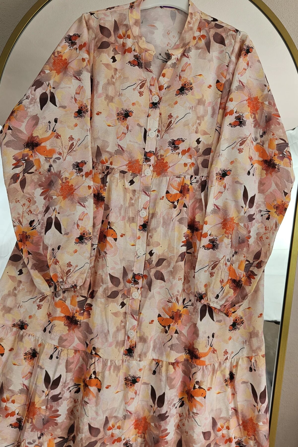 Çok Renkli Çiçek Desenli Bahar Elbise - Dimar Butik
