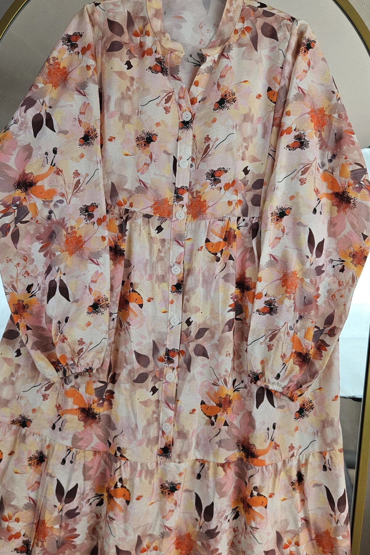 Çok Renkli Çiçek Desenli Bahar Elbise - Dimar Butik