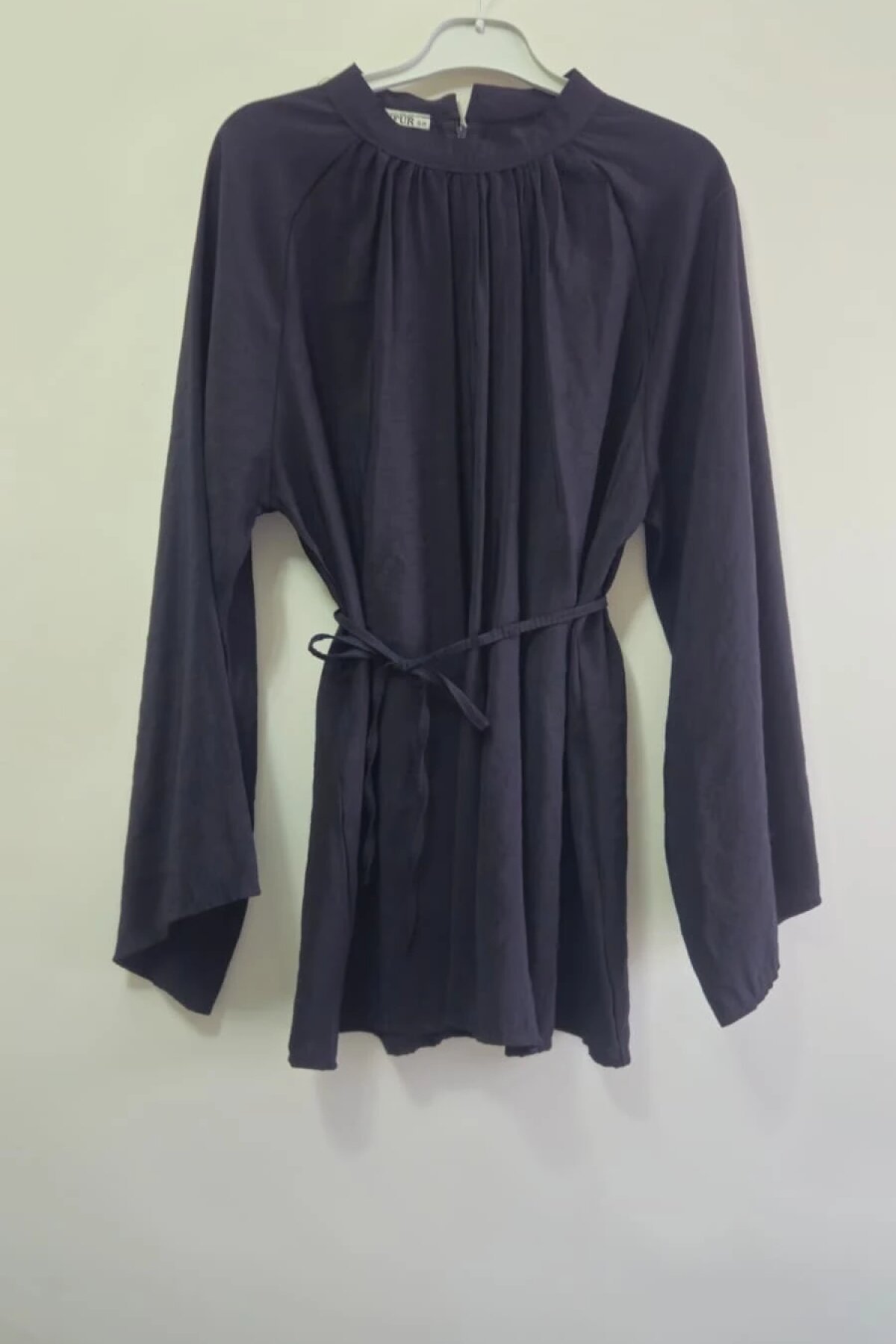 Bell Sleeve Lace-up Tunic - Black - Dimar Butik