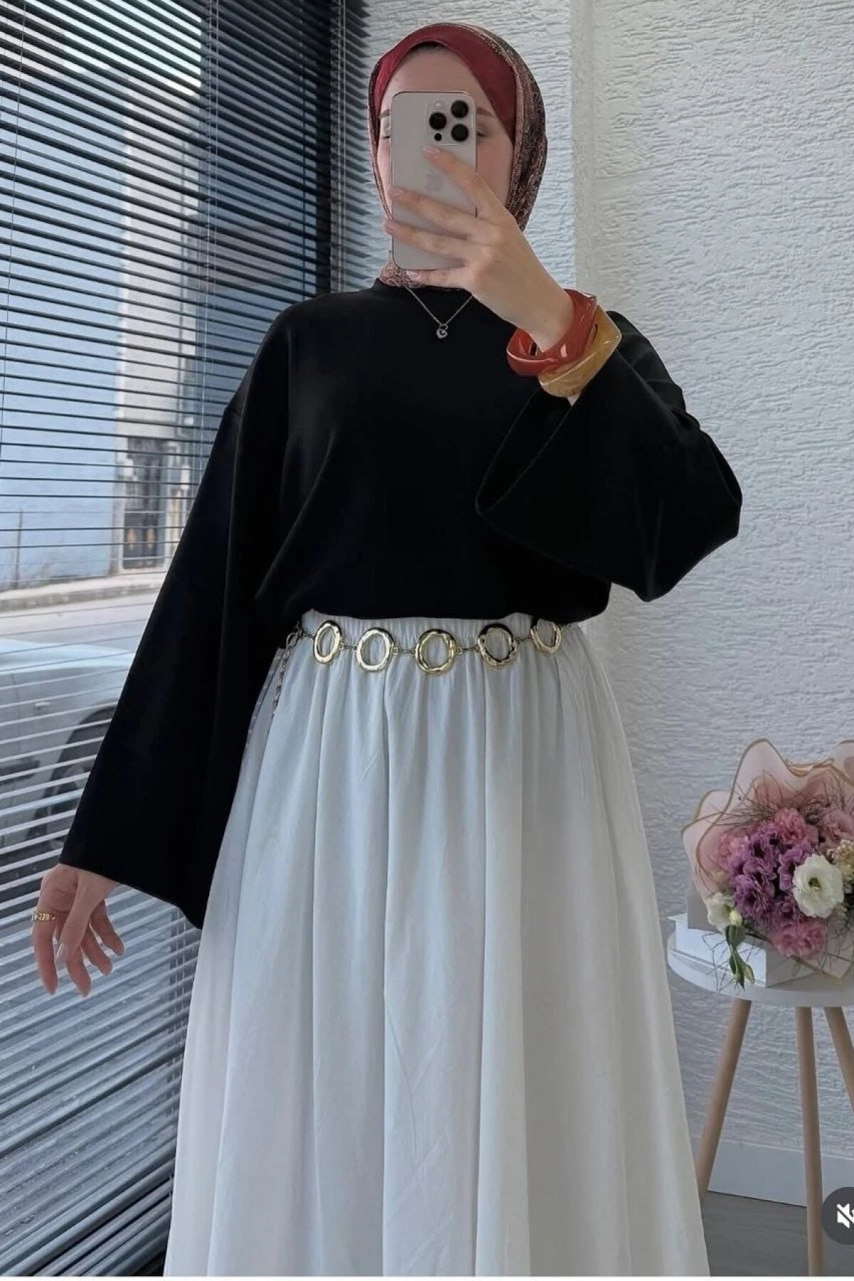 Asymmetric Single Jersey Lace-up Tunic - Black - Dimar Butik