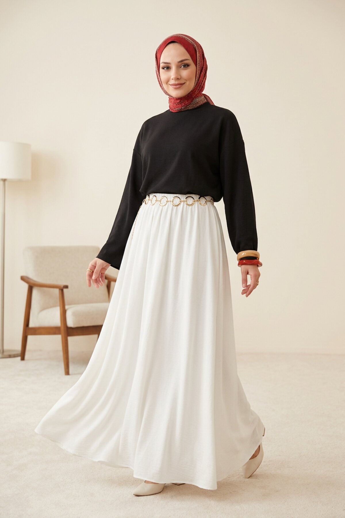 Straight Cut Basic Combed Cotton Body Tunic - Black - Dimar Butik