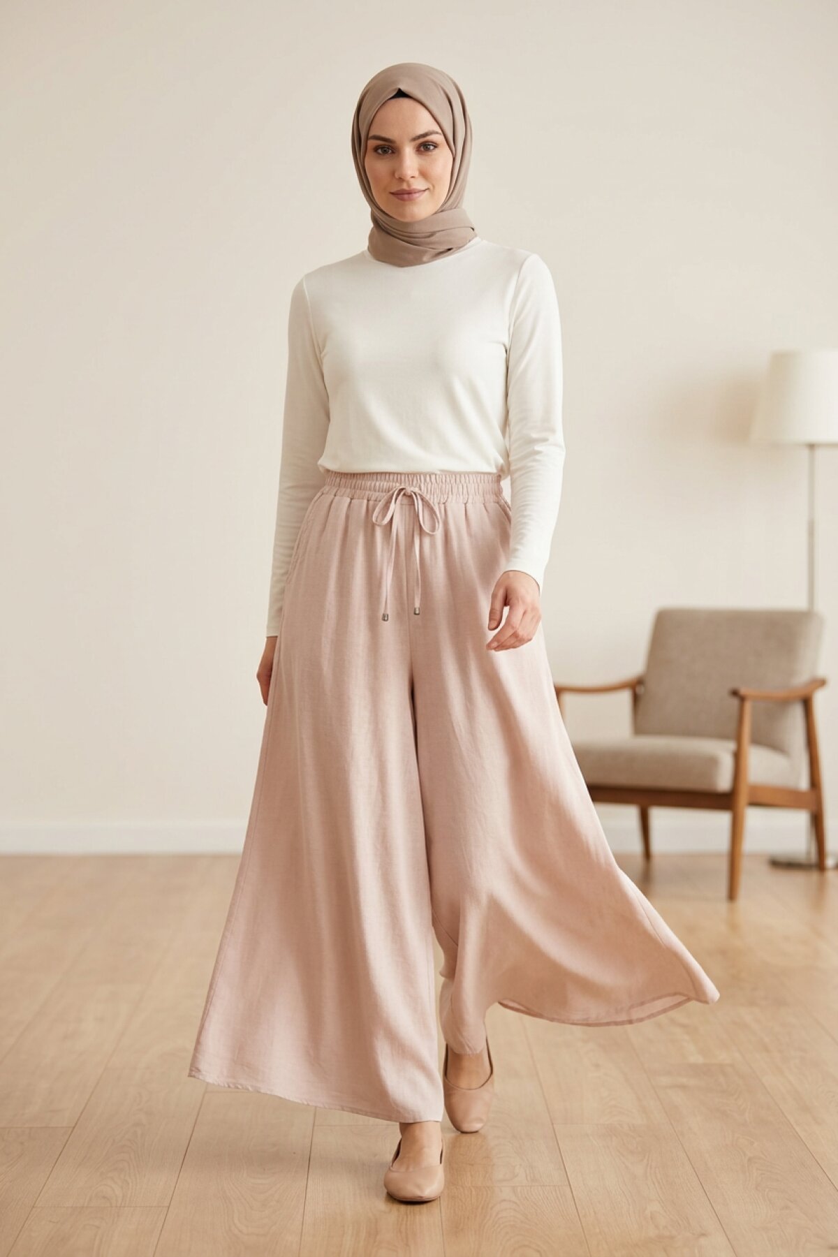 Lina Imported Linen Culottes - Stone - Dimar Butik