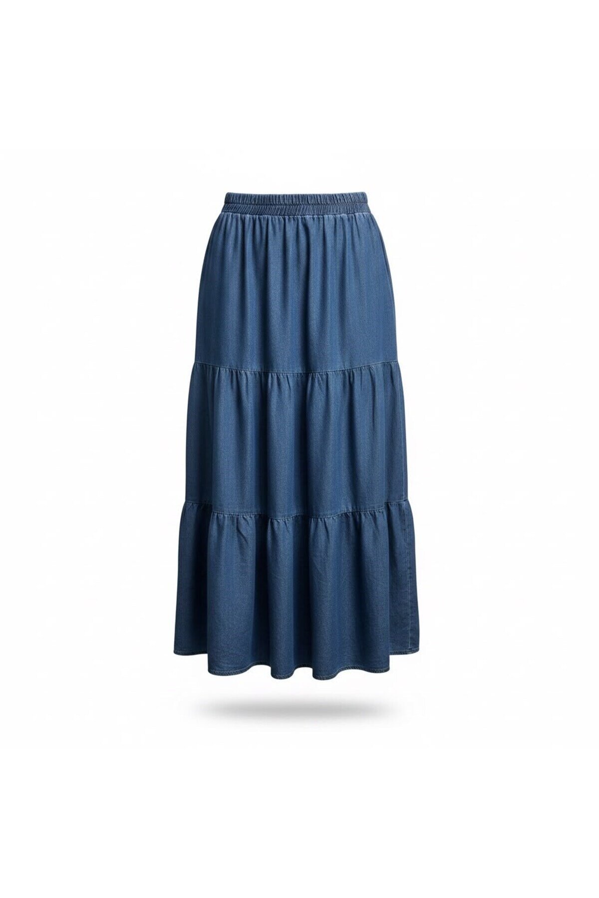 100% Cotton Denim Skirt - Blue - EREN STYLE