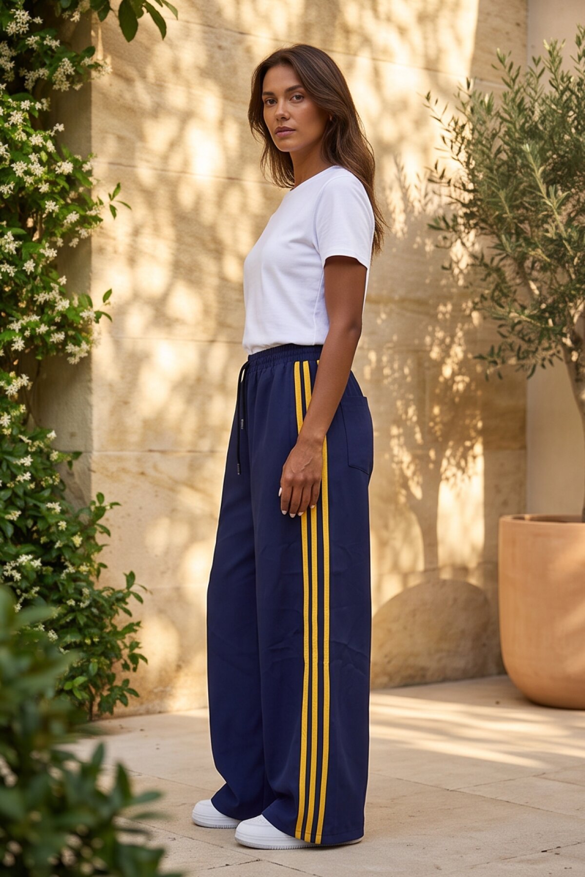 Lacivert Bol Şerit Detaylı Baggy Pantolon - Mexico Superblue