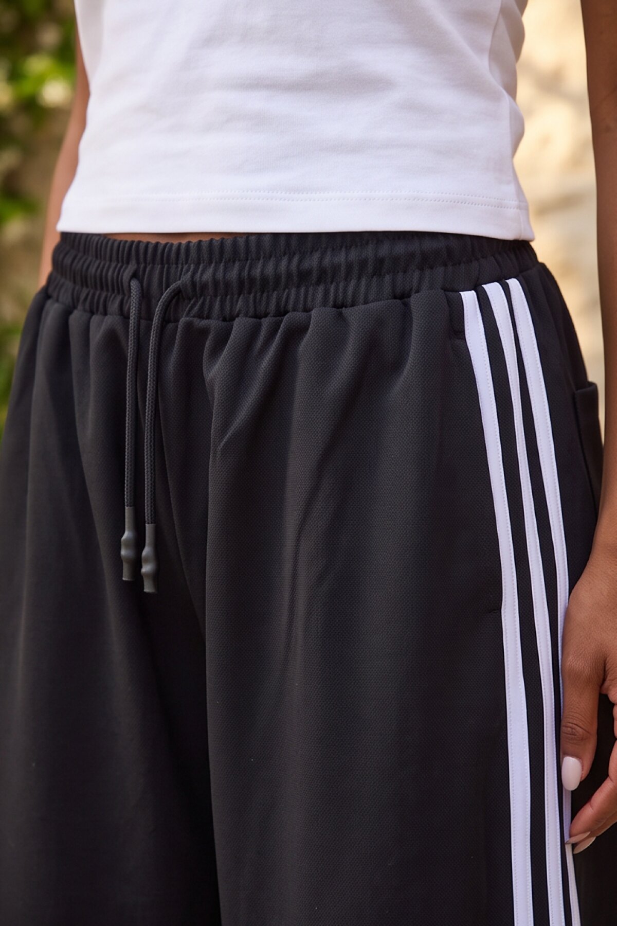 Siyah Bol Baggy Şerit Detaylı Pantolon - Mexico Superblue
