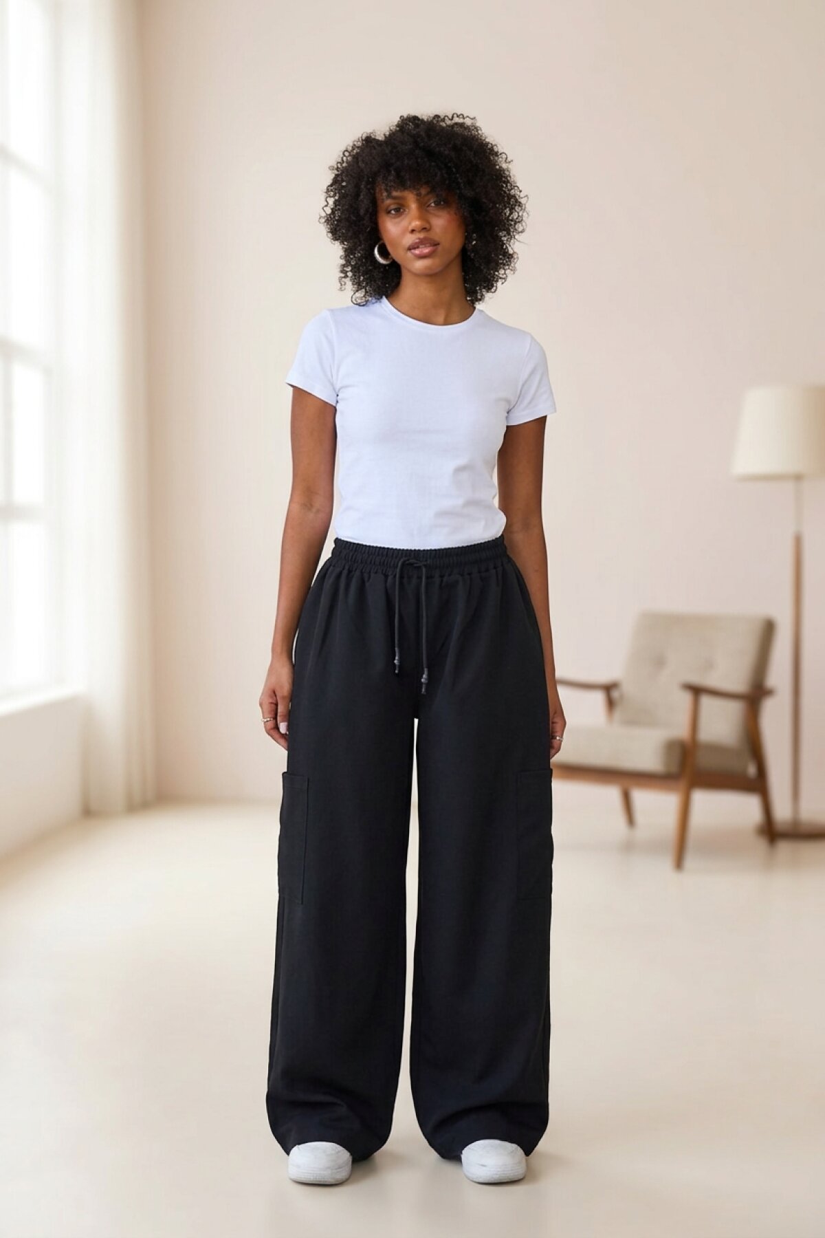 Siyah Sokak Tarzı Bol Şalvar Pantolon - Mexico Superblue