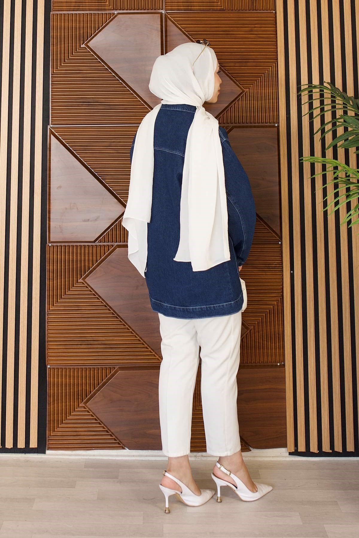 Oversize Zipped Pocketed Jacket - Dark Blue - Misskayle