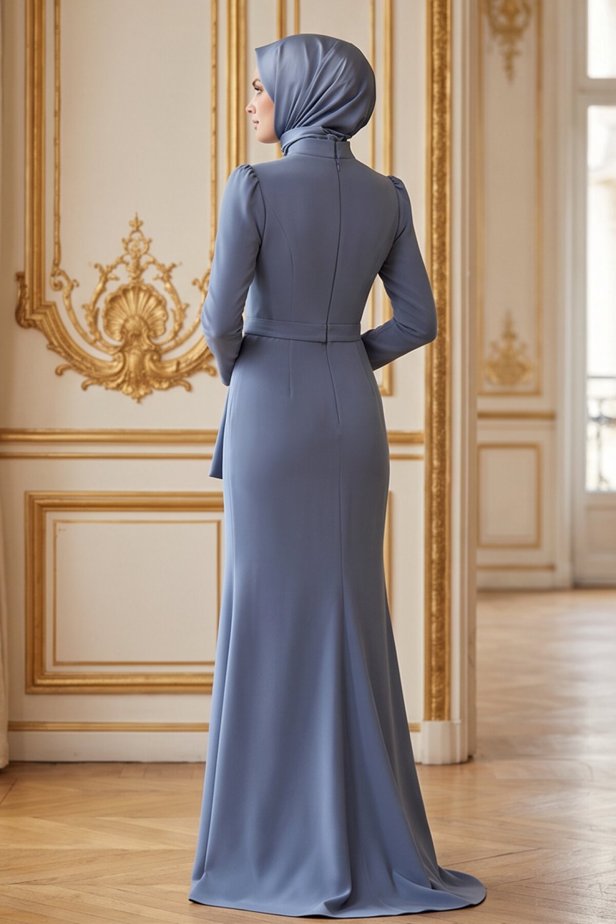 Grey-Blue Evening Dress - MK-MODA