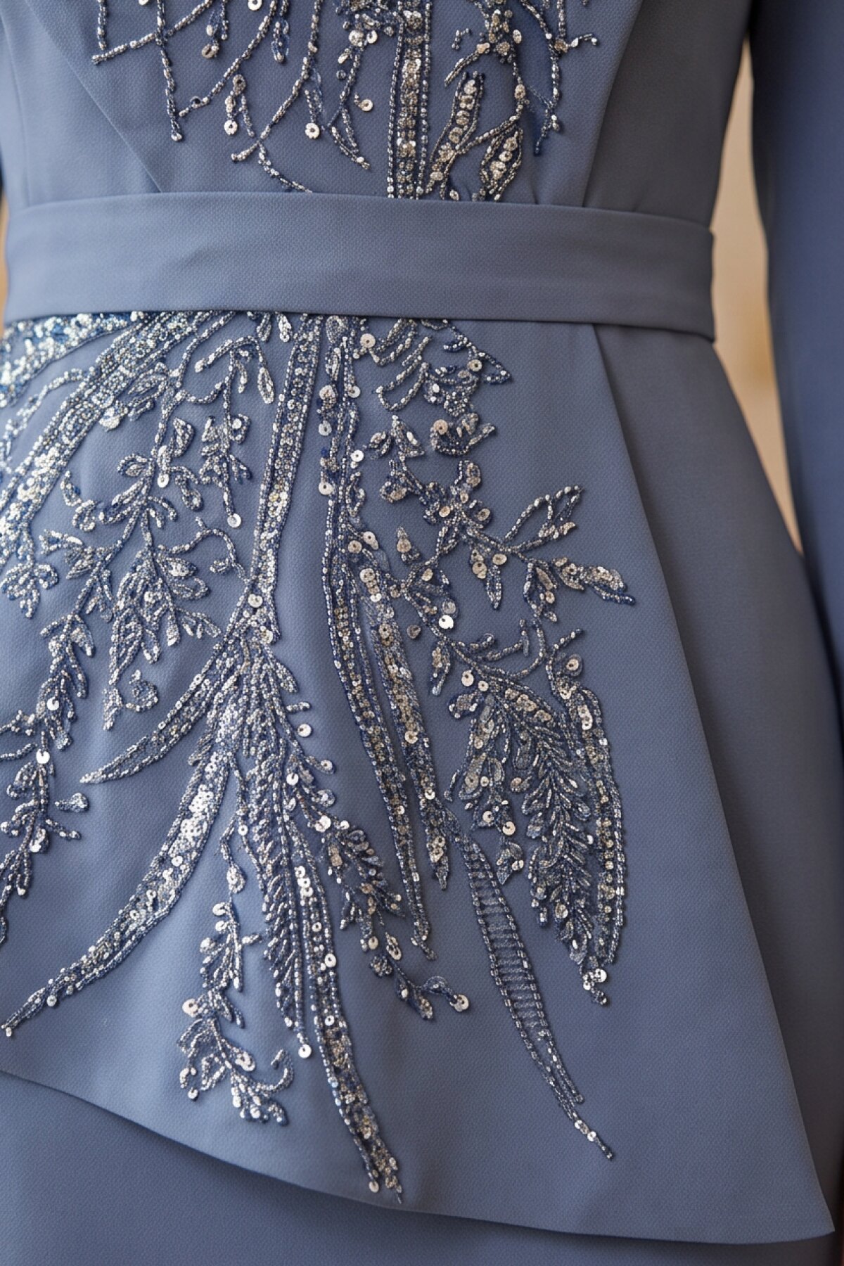 Grey-Blue Evening Dress - MK-MODA