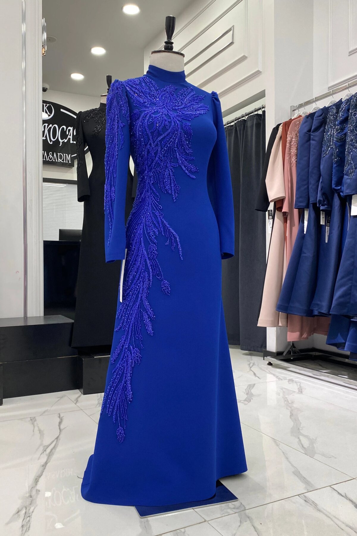 Midnight Blue Evening Dress - MK Moda Tasarım