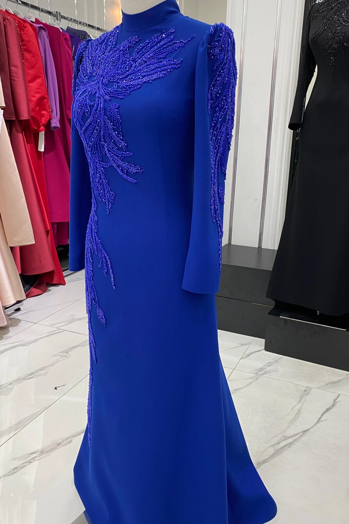 Midnight Blue Evening Dress - MK Moda Tasarım