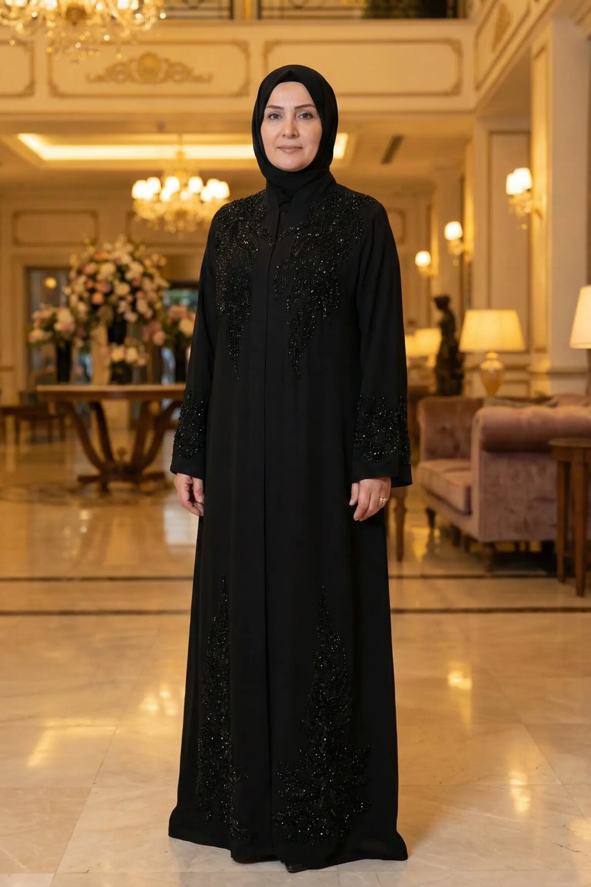 Siyah İşlemeli Abiye Elbise - MK Moda Tasarım