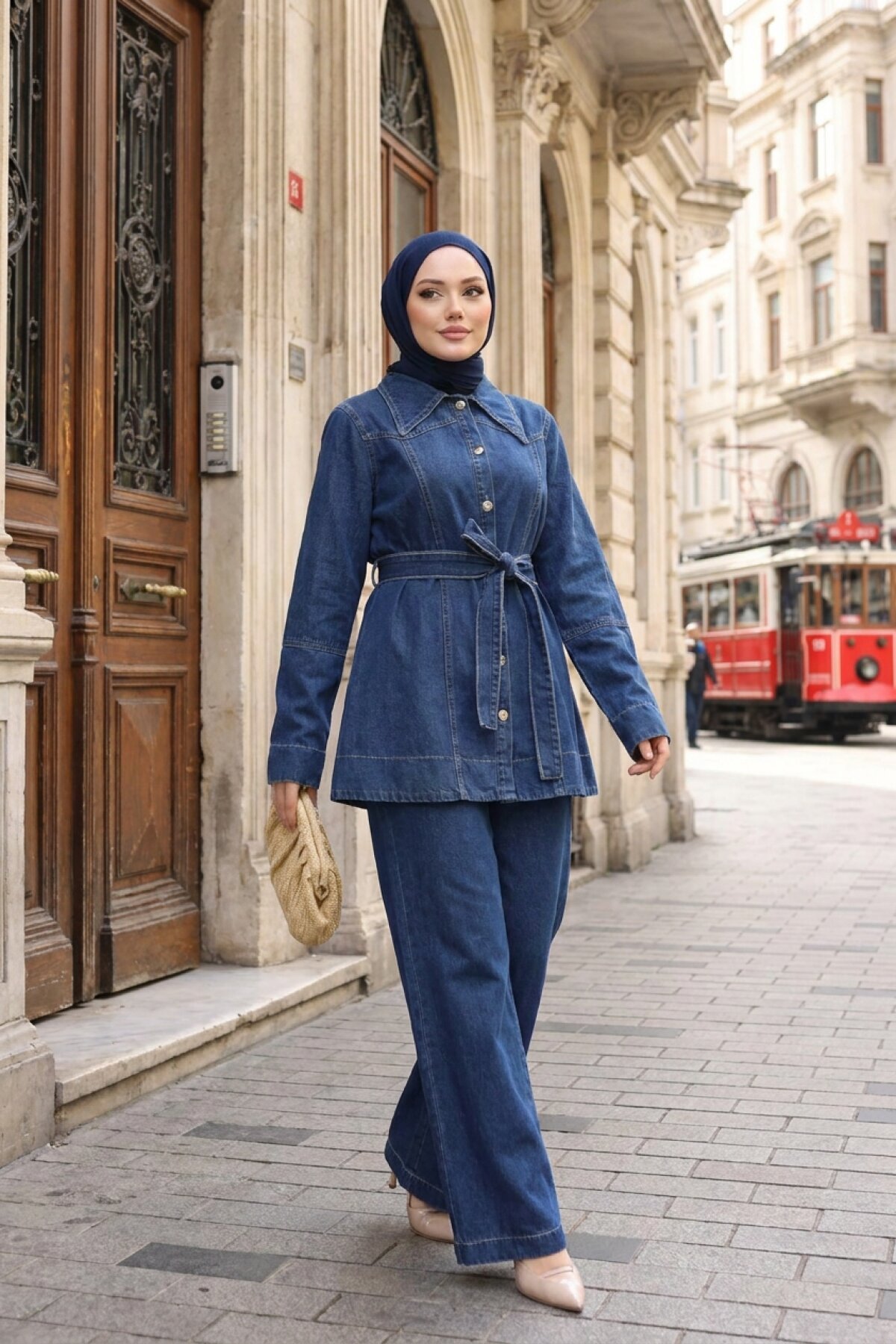 Koyu Mavi Deniz Klasik Denim İkili Takım - Modamihram